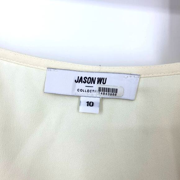 Jason Wu Cream Ruffle Strap Tank Top Size 10 - Picture 3 of 5